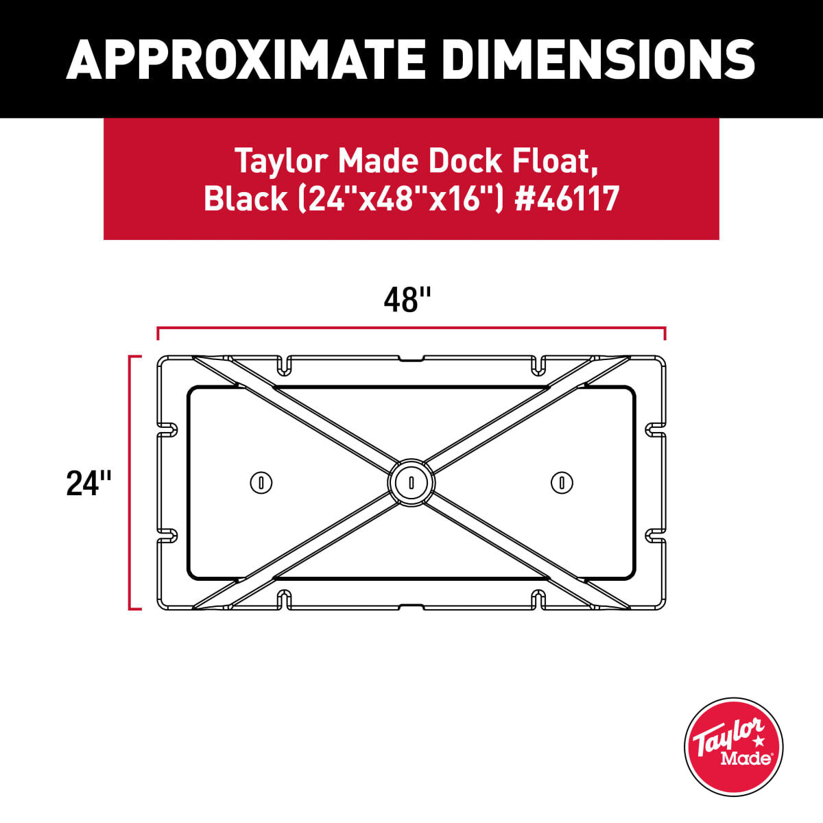 Taylor Made Dock Float (24" x 48" x 12"), Approx. Buoyancy 450 lb #46116