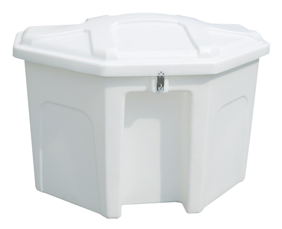 Taylor Made Stow N’ Go Polyethylene Triangle Dock Box with Recess, White (32"H x 50"W x 36"D) #123661