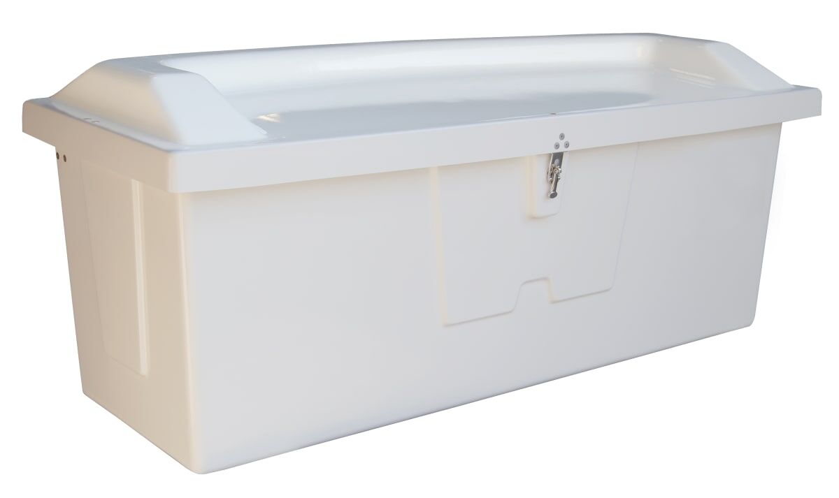 Taylor Made Stow N’ Go Top Seat Fiberglass Dock Box, Large (29"H x 72"W x 29"D), White #83555