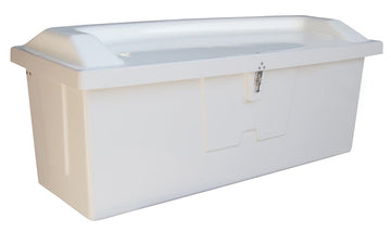 Coffre de quai en fibre de verre Taylor Made Stow N’ Go Top Seat, Grand (29"H x 72"W x 29"D), Blanc #83555