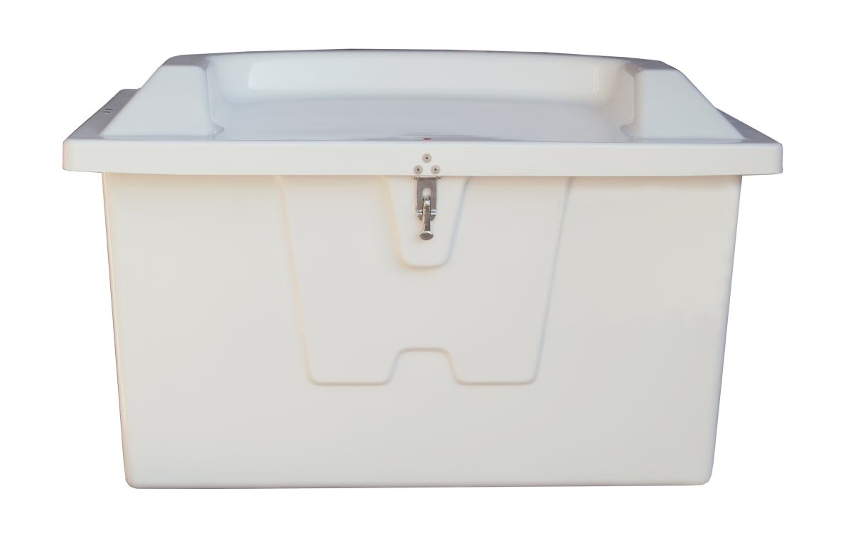 Taylor Made Stow N’ Go Top Seat Fiberglass Dock Box, Small (22"H x 46"W x 26"D), White #83556