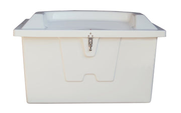 Taylor Made Stow N’ Go Top Seat Fiberglass Dock Box, Small (22"H x 46"W x 26"D), White #83556