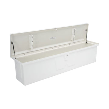 Boîte de rangement de quai en fibre de verre Taylor Made Stow N’ Go Fisherman, Très grande (24"H x 95"W x 22"P), Blanc #83560
