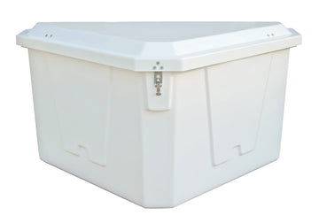 Taylor Made Stow N’ Go Corner Fiberglass Dock Box (44-1/2"H x 51-3/8"W x 29-1/2"D), White #83563