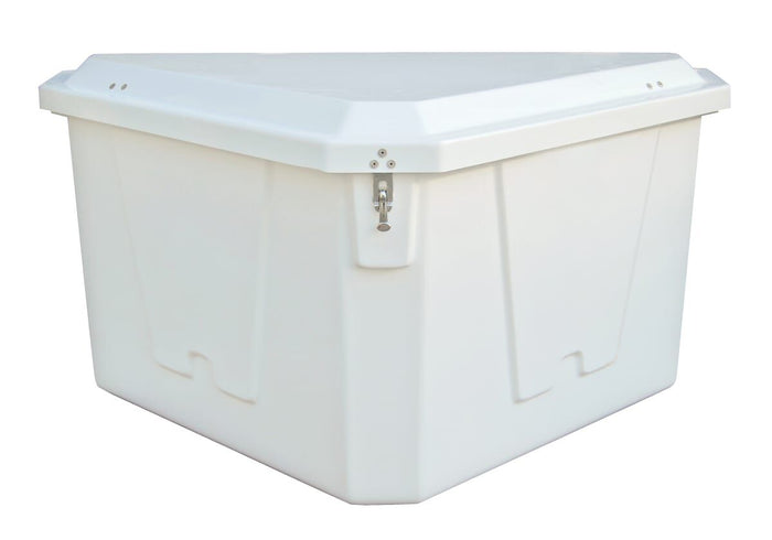 Taylor Made Stow N’ Go Corner Fiberglass Dock Box (44-1/2"H x 51-3/8"W x 29-1/2"D), White #83563