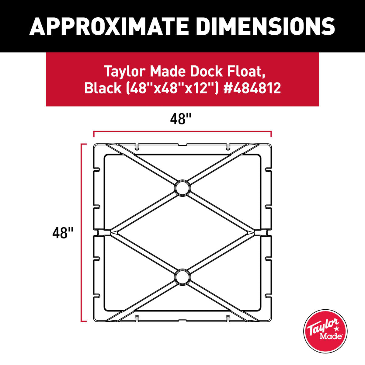 Taylor Made Dock Float (48" x 48" x 12"), Approx. Buoyancy 900 lb #484812