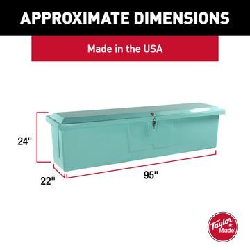 Coffre de quai en fibre de verre Stow N’ Go Fisherman’s de Taylor Made, très grand (24"H x 95"L x 22"P), vert écume de mer #83560SF