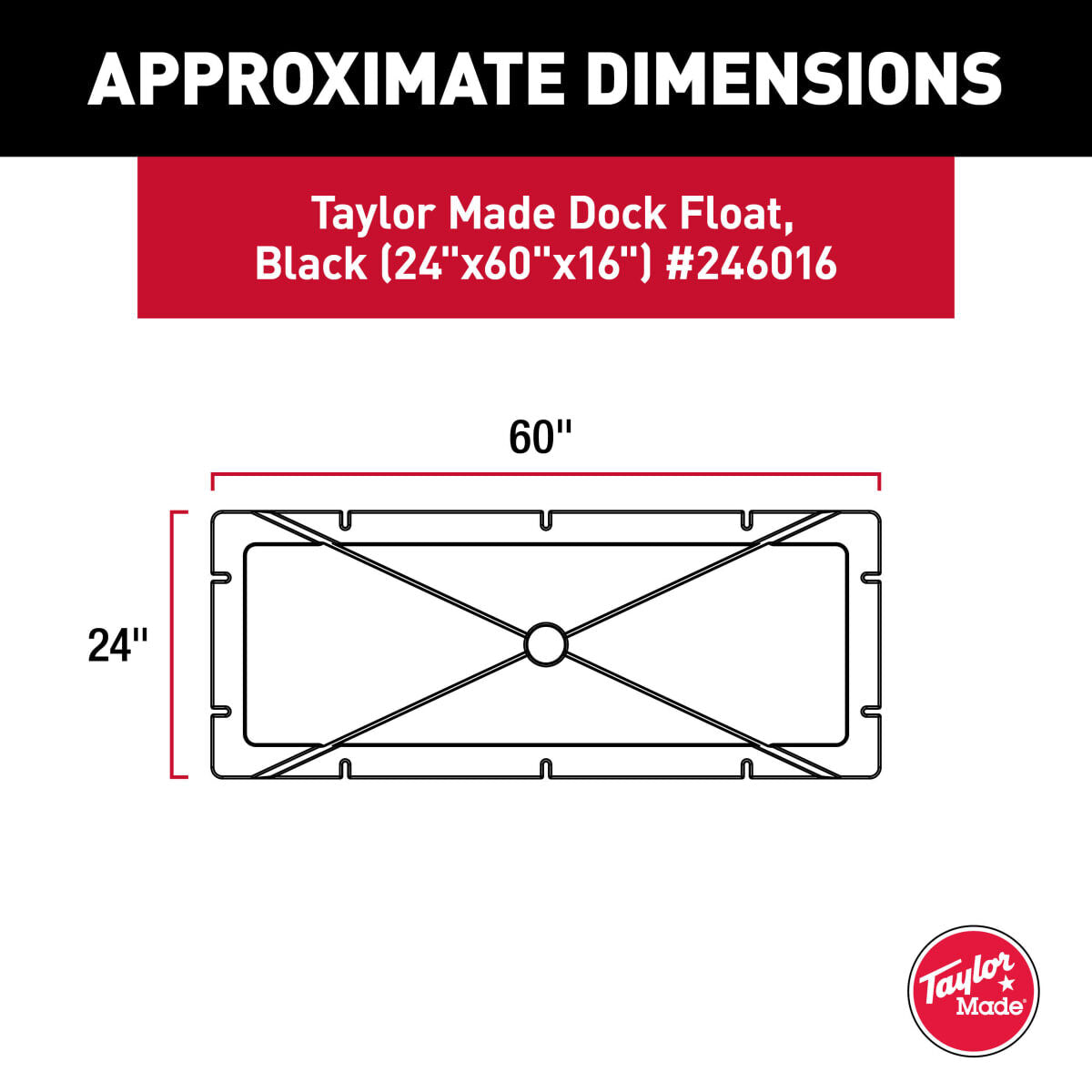 Taylor Made Dock Float (24" x 60" x 16"), Approx. Buoyancy 700 lb #246016